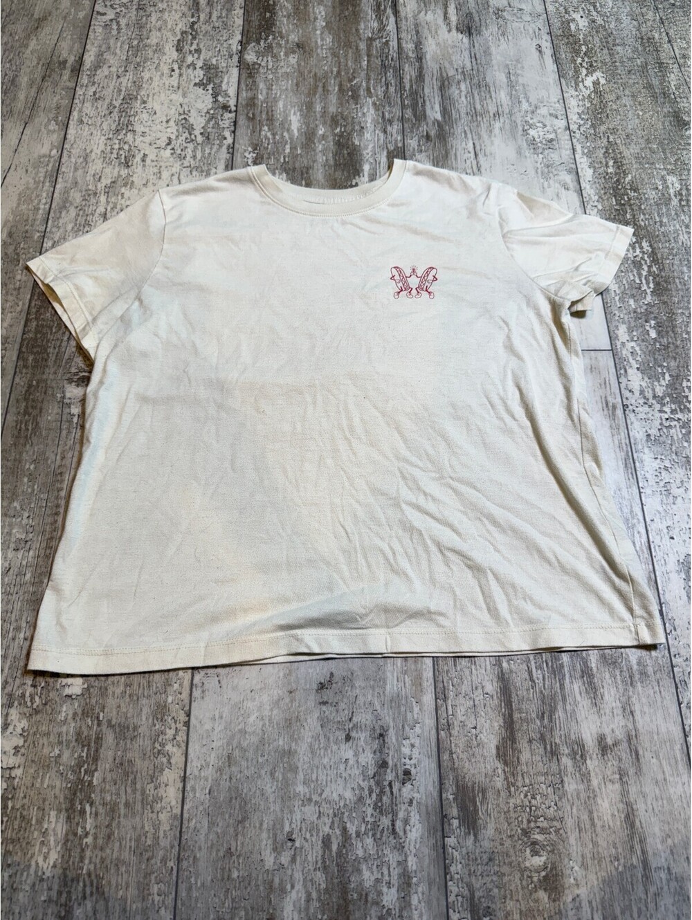 Universal Thread Womens M Cream Hot Dog Graphic T Shirt Retro